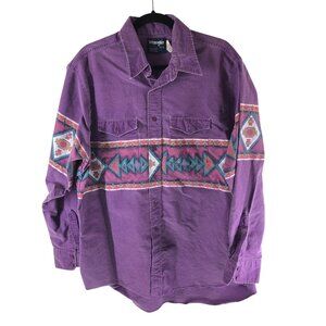 Wrangler Mens 17.5x35 Vintage USA Southwestern Western Shirt Purple X-Long Tails